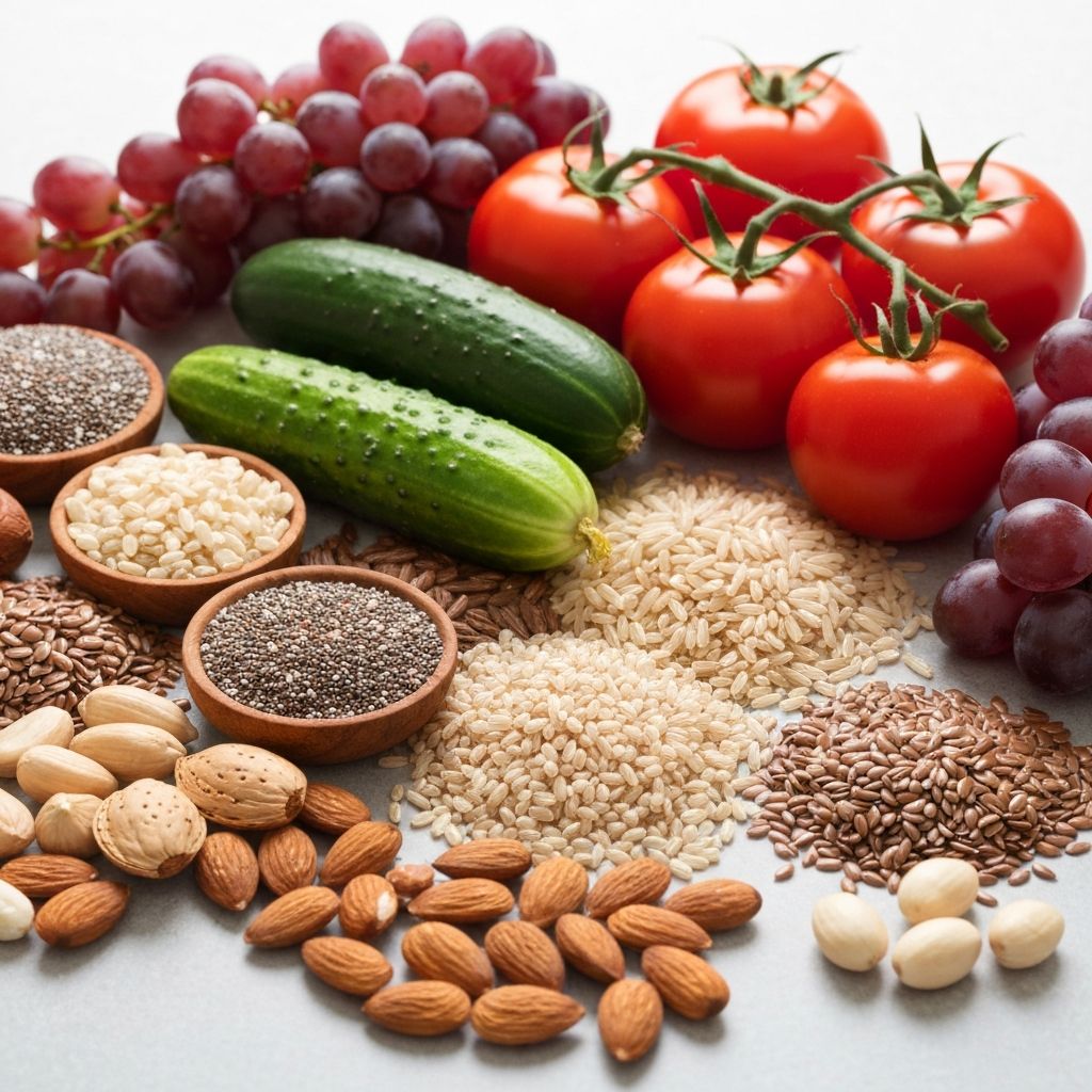 Fresh vegetables, fruits, and nutritious foods